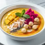 vegan mango turmeric smoothie bowl - featured image