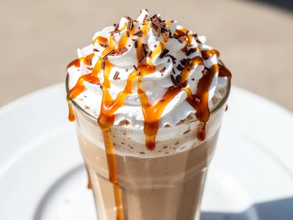 creamy coffee frappe with caramel - featured image