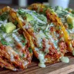 easy crockpot salsa verde chicken tacos - featured image