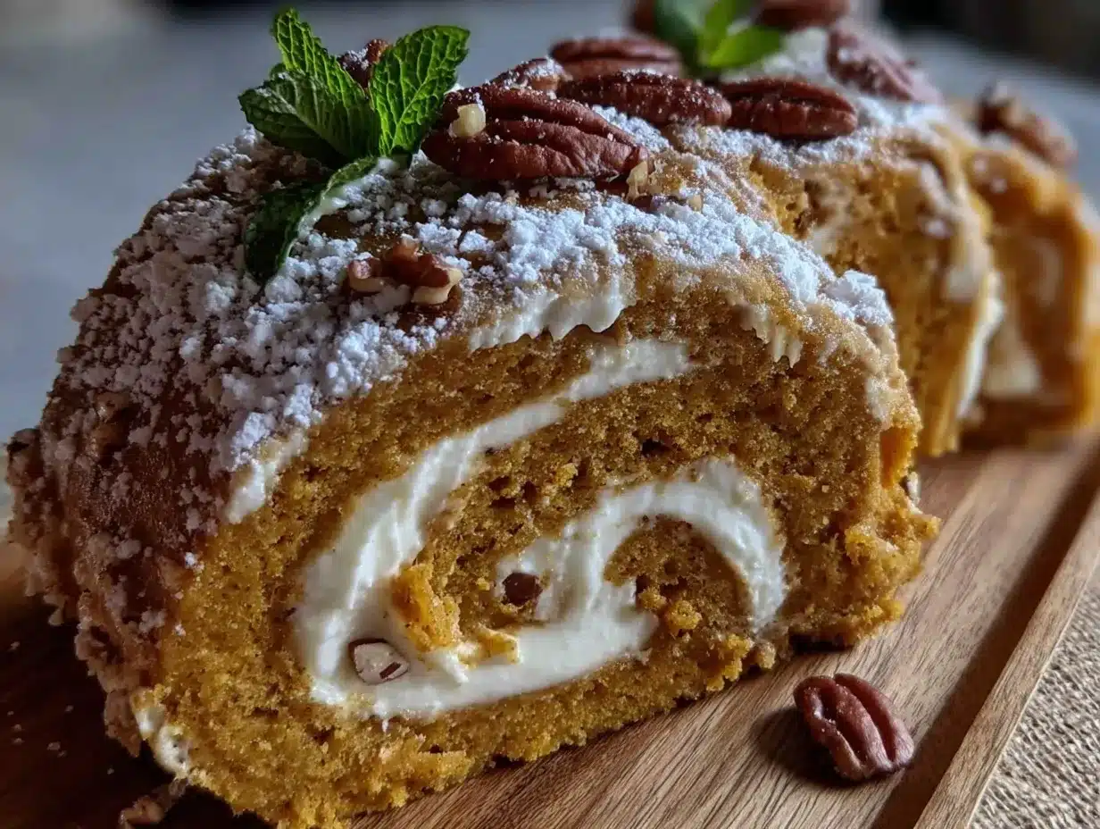 Easy Pumpkin Roll: Best Cream Cheese Dessert for the Grill 4 easy pumpkin roll preparation steps
