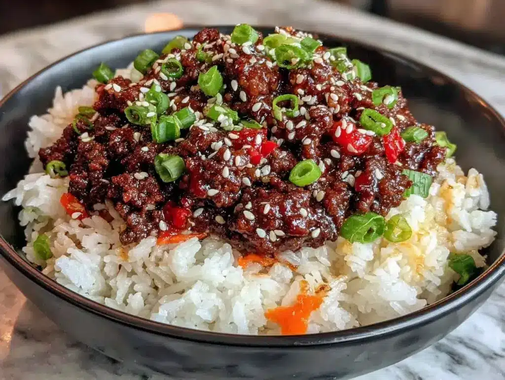 Easy Sticky Korean Ground Beef Bowls - featured image