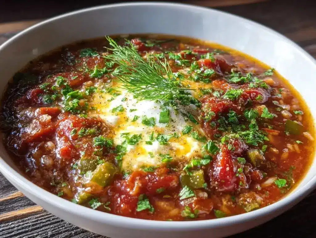 Easy Vegetarian Stuffed Pepper Soup for One - featured image