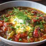 Easy Vegetarian Stuffed Pepper Soup for One - featured image