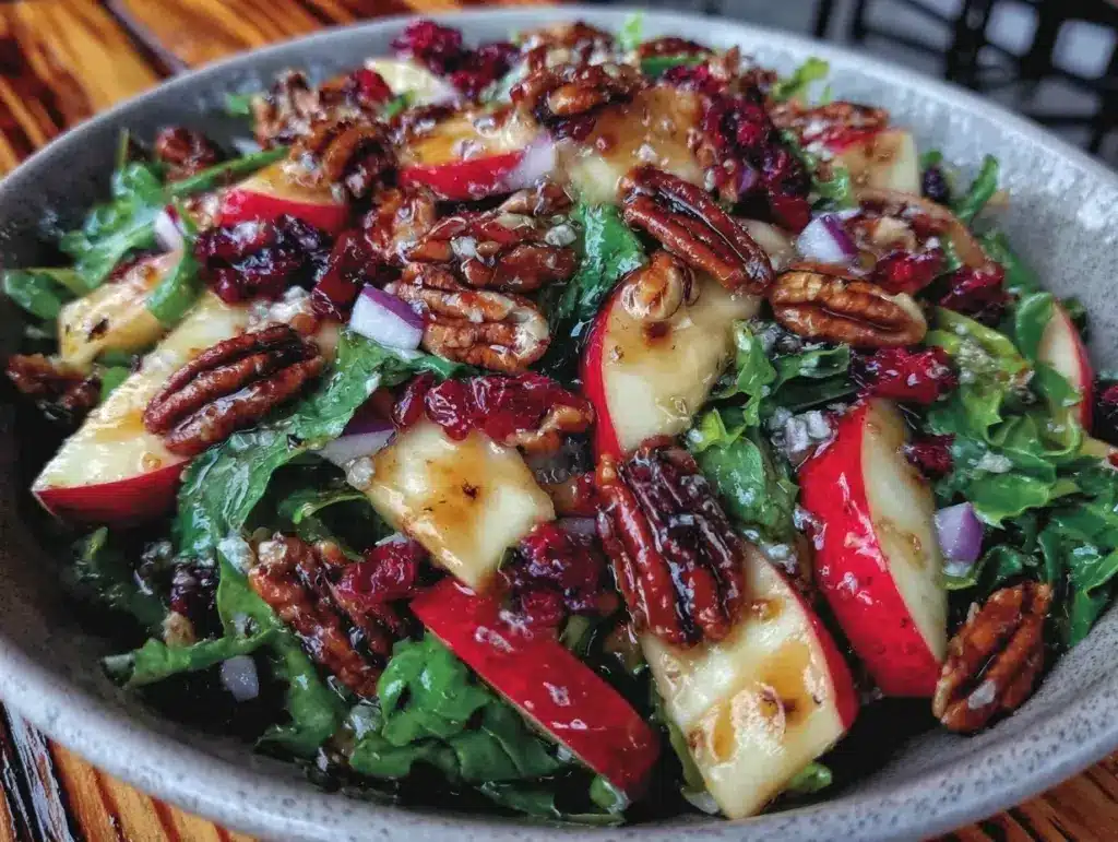 fall harvest salad with apples pecans - featured image