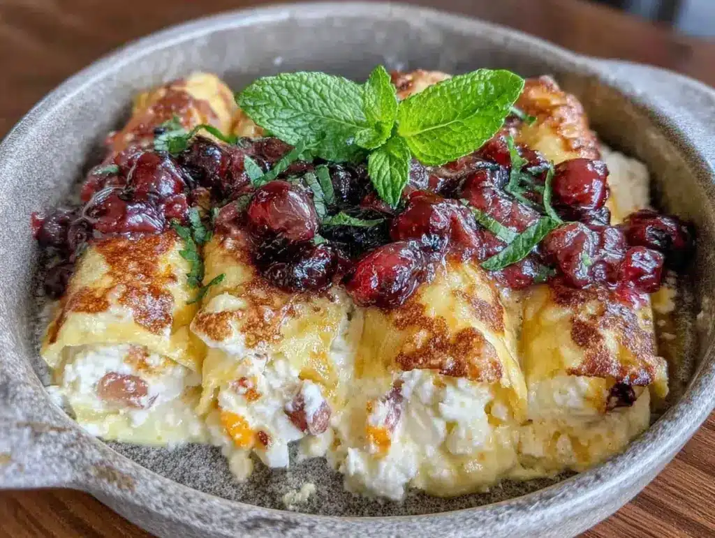 make-ahead cheese blintz casserole - featured image