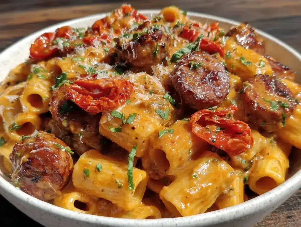 One-Pot Creamy Cajun Sausage Rigatoni - featured image
