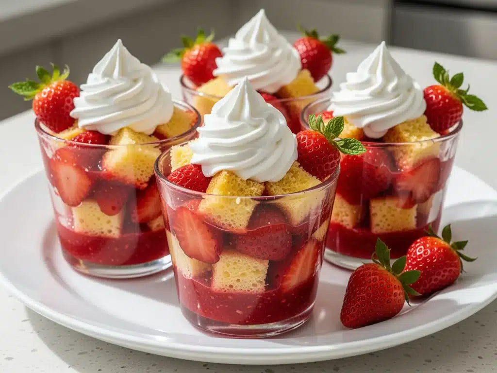 quick strawberry dessert shortcake cups - featured image