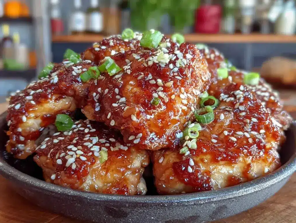 smoky sticky baked sesame chicken thighs for grilling - featured image