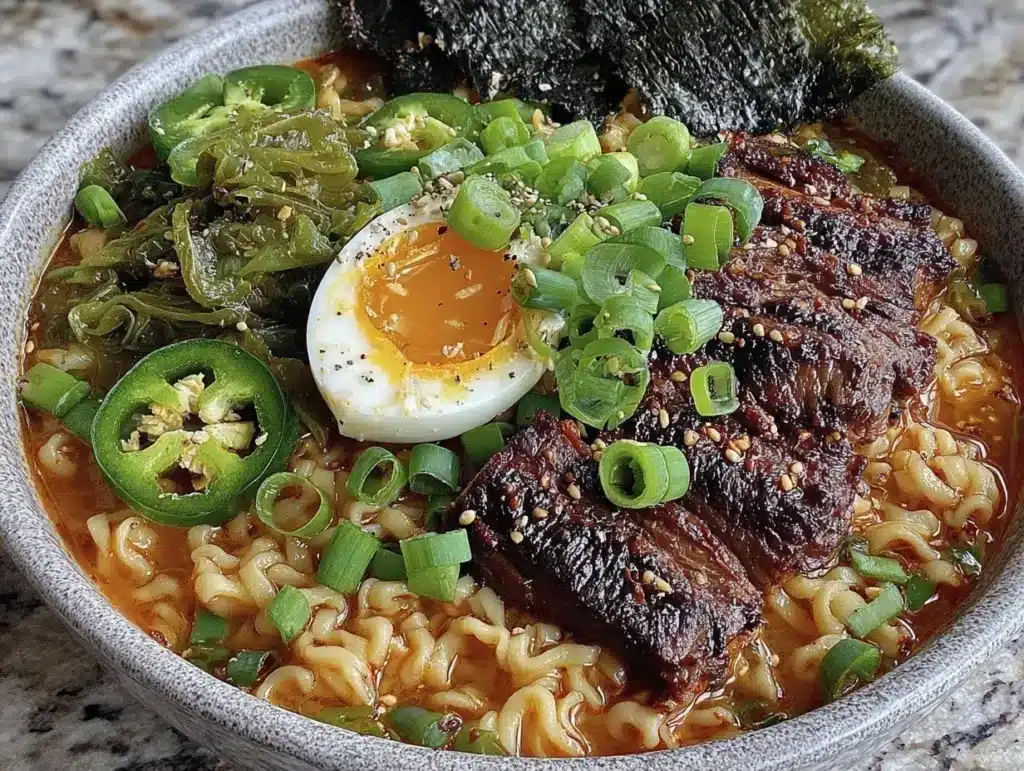 spicy ramen noodles with jammy eggs - featured image