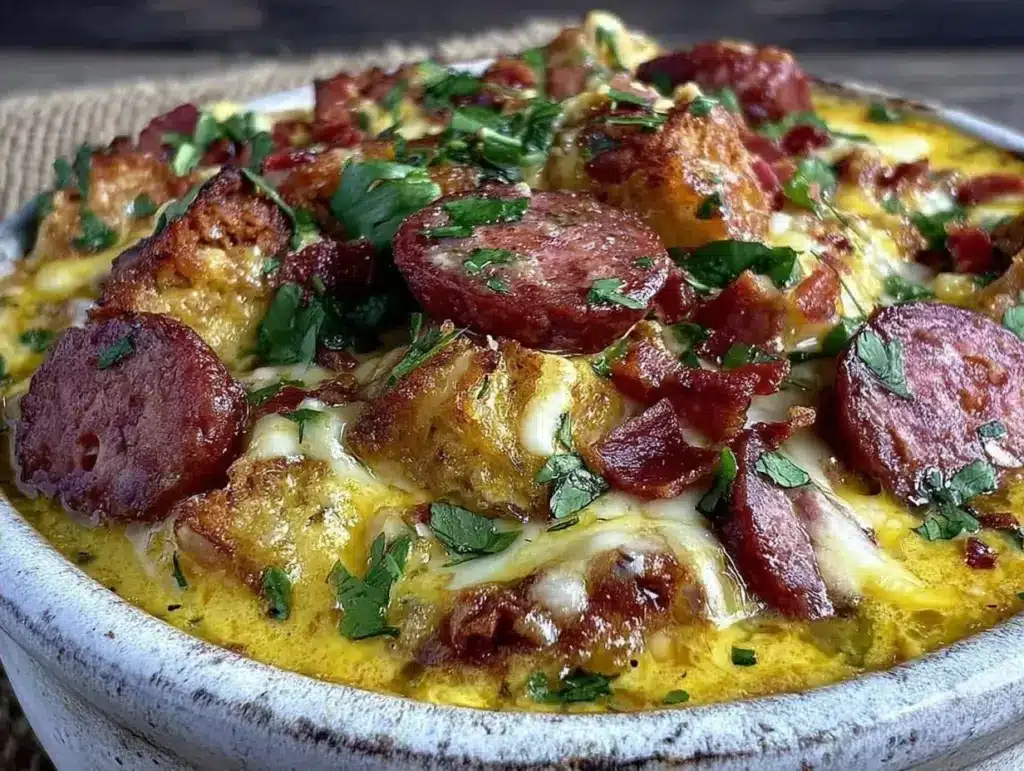 tailgate smoked sausage queso dip - featured image